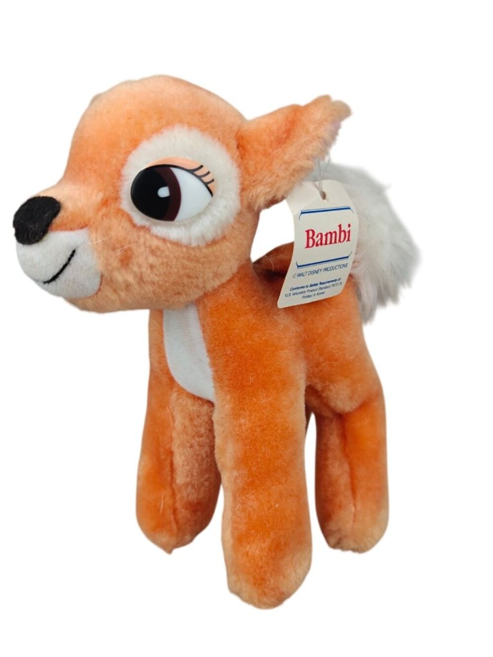 Vintage Bambi Plush Deer 1980's Walt Disney Productions Soft Fur 6" NWT